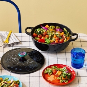 【LE CREUSET】マルミット 22cm シャイニーブラック(イリディセントツマミ)