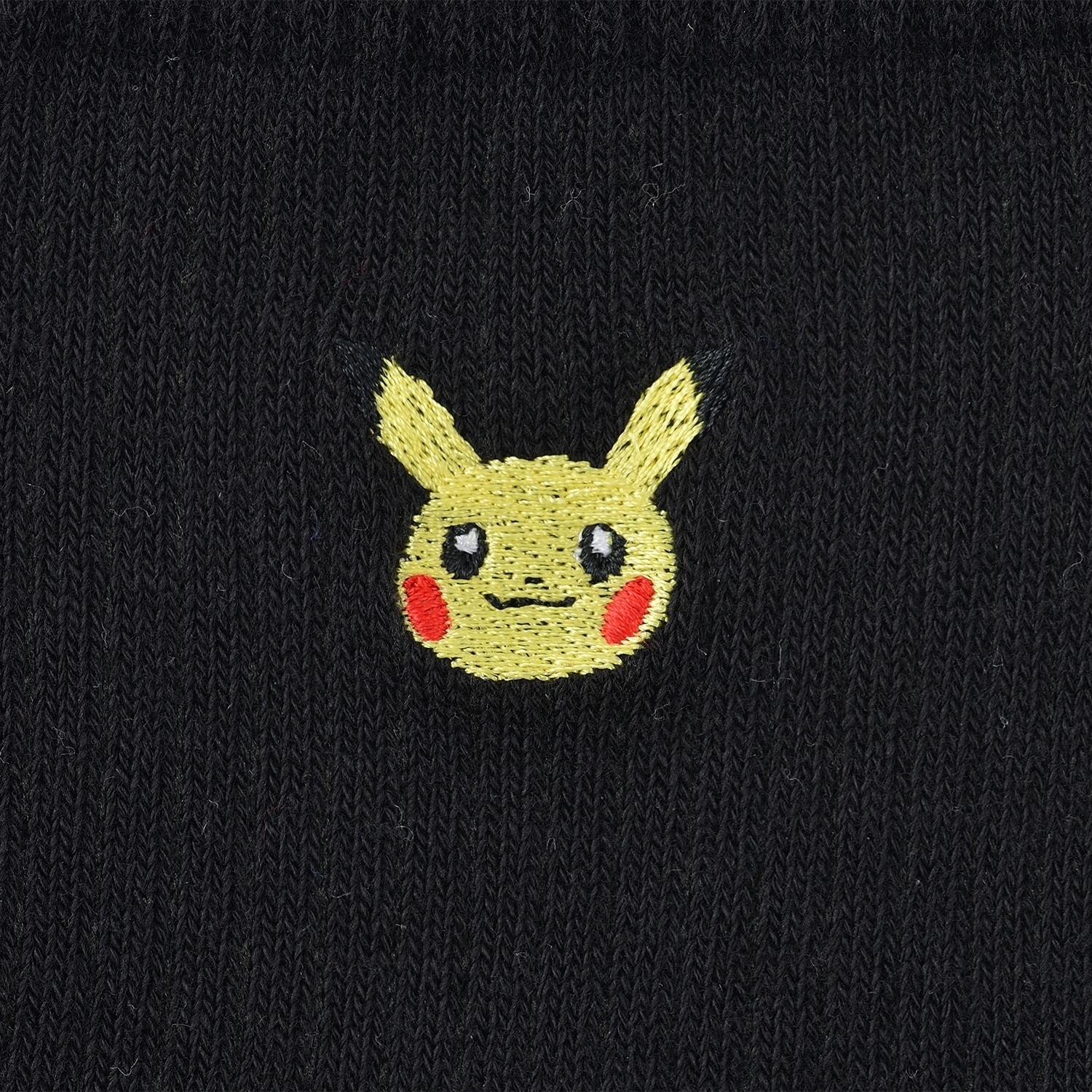 ミドルソックス ワンポイント無地 ピカチュウ BK（23-25cm）