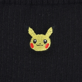 ミドルソックス ワンポイント無地 ピカチュウ BK(23-25cm)
