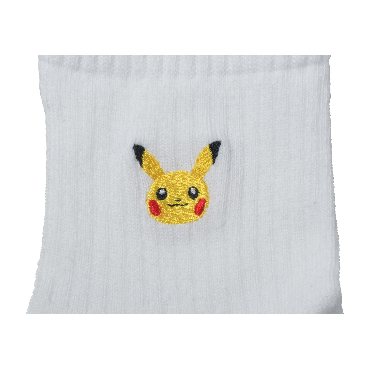 【選べる】ミドルソックス ワンポイント無地 ピカチュウ WT（23-25cm）