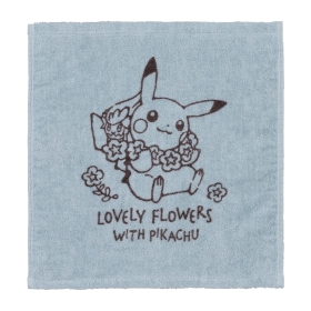 ハンドタオル LOVELY FLOWERS WITH PIKACHU ブルーグレー