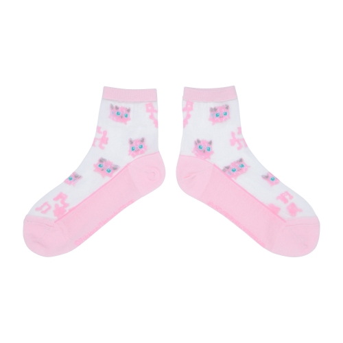 【選べる】ミドルソックス シースルー プリン (23-24cm)