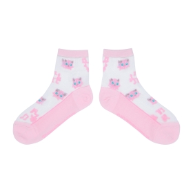 【選べる】ミドルソックス シースルー プリン (23-24cm)
