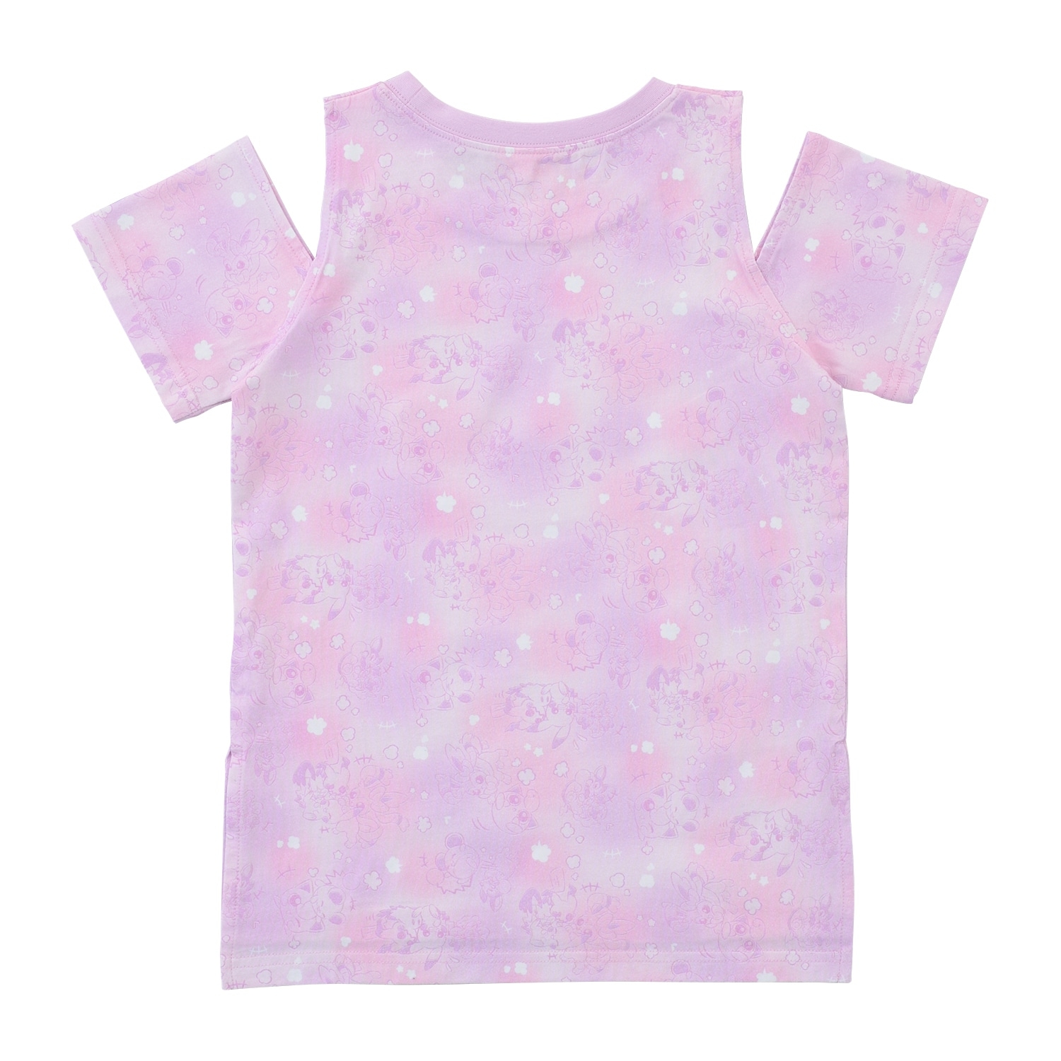 オープンショルダーTシャツ Play Rough! 総柄 120／140