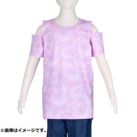 オープンショルダーTシャツ Play Rough! 総柄 120/140