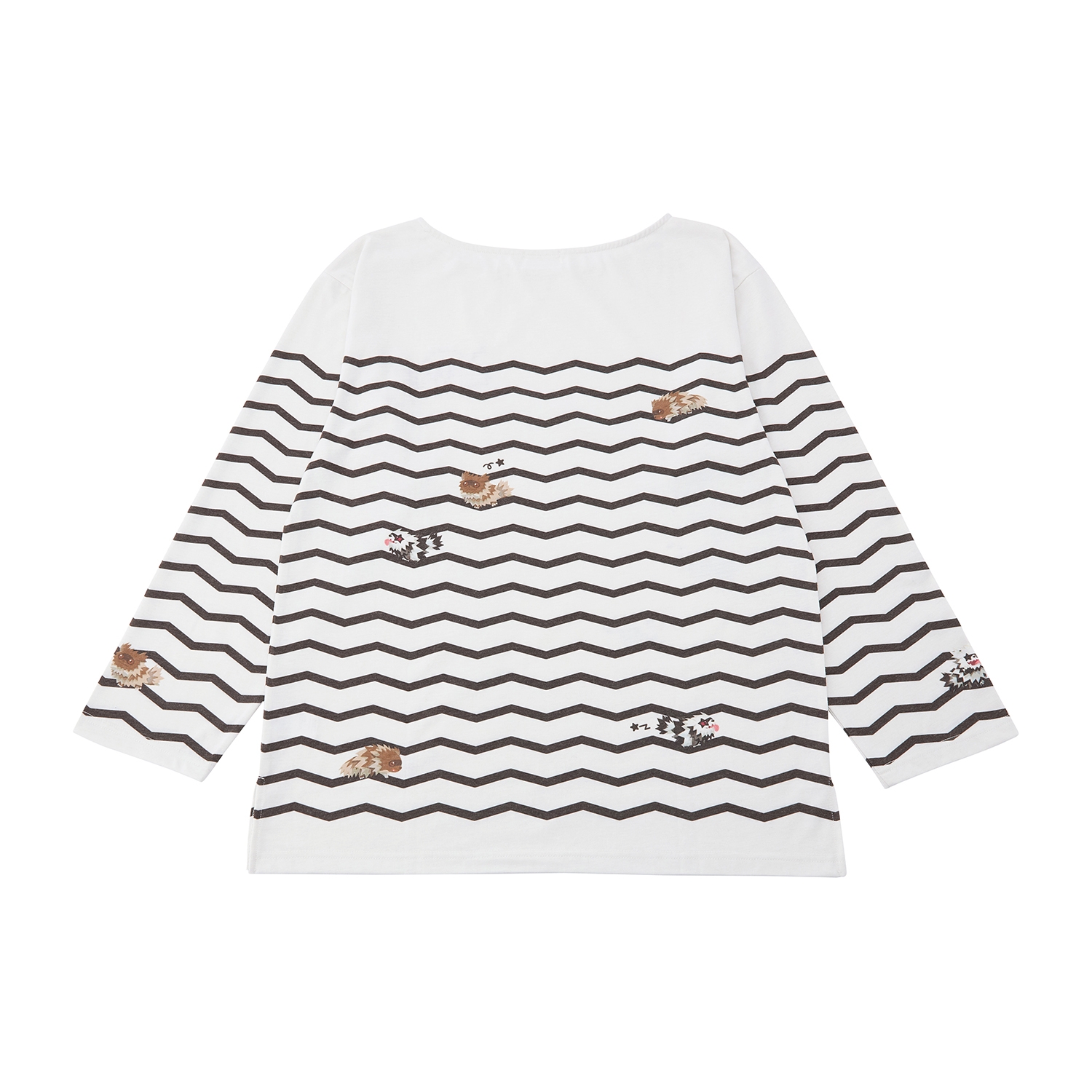 ワンポイント刺繍ロングTシャツ にたものどうし ジグザグマ＆ガラルジグザグマ