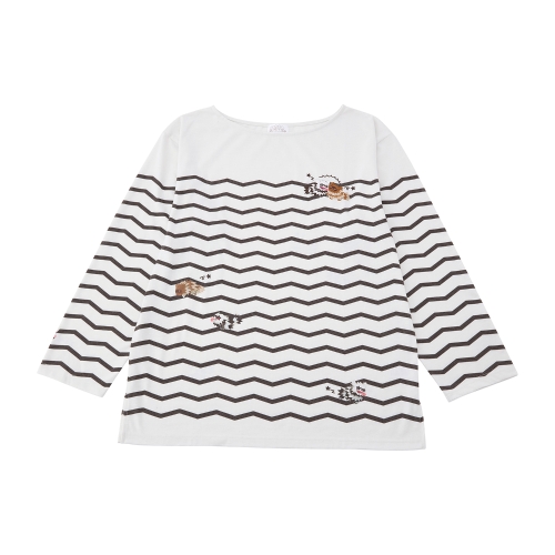 ワンポイント刺繍ロングTシャツ にたものどうし ジグザグマ＆ガラルジグザグマ