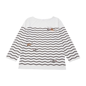 ワンポイント刺繍ロングTシャツ にたものどうし ジグザグマ＆ガラルジグザグマ