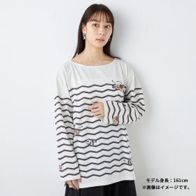 ワンポイント刺繍ロングTシャツ にたものどうし ジグザグマ＆ガラルジグザグマ