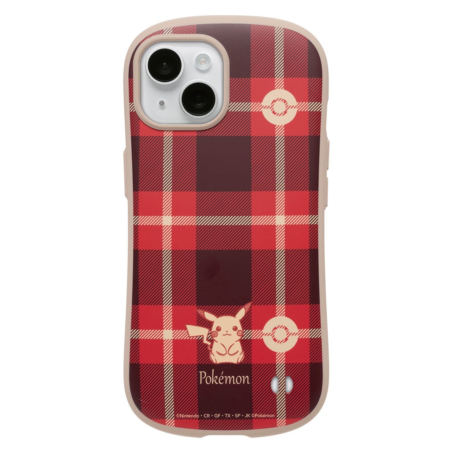［iPhone 15専用］iFace First Classケース(チェック／レッド）