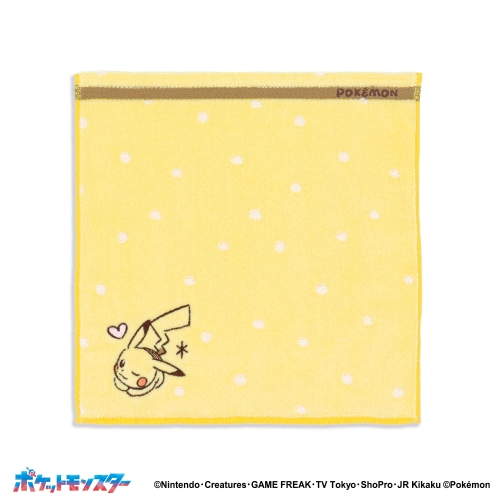 タオルハンカチ　マルチドット　ピカチュウ