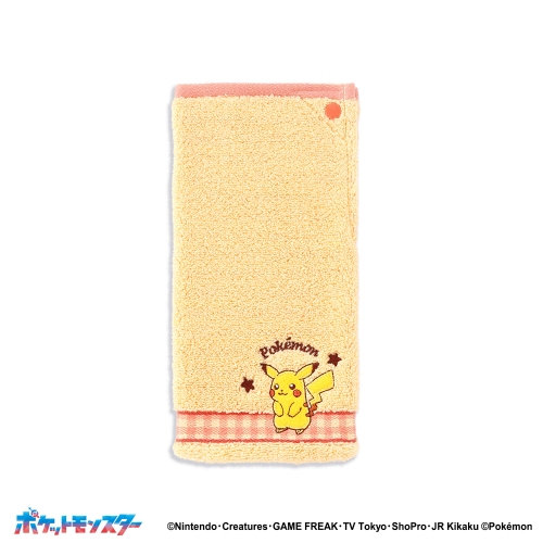 ロングポシェチーフ　リバーシブルチェック　イエロー　ピカチュウ