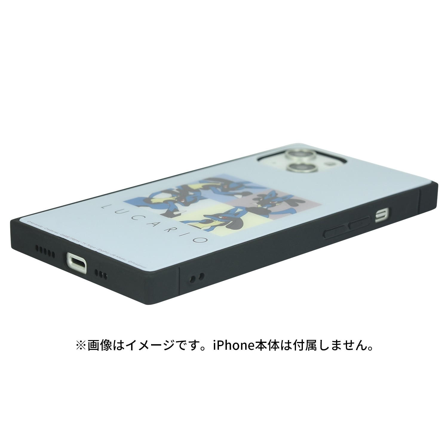 iPhone14/13対応スクエアガラスケース　ルカリオ