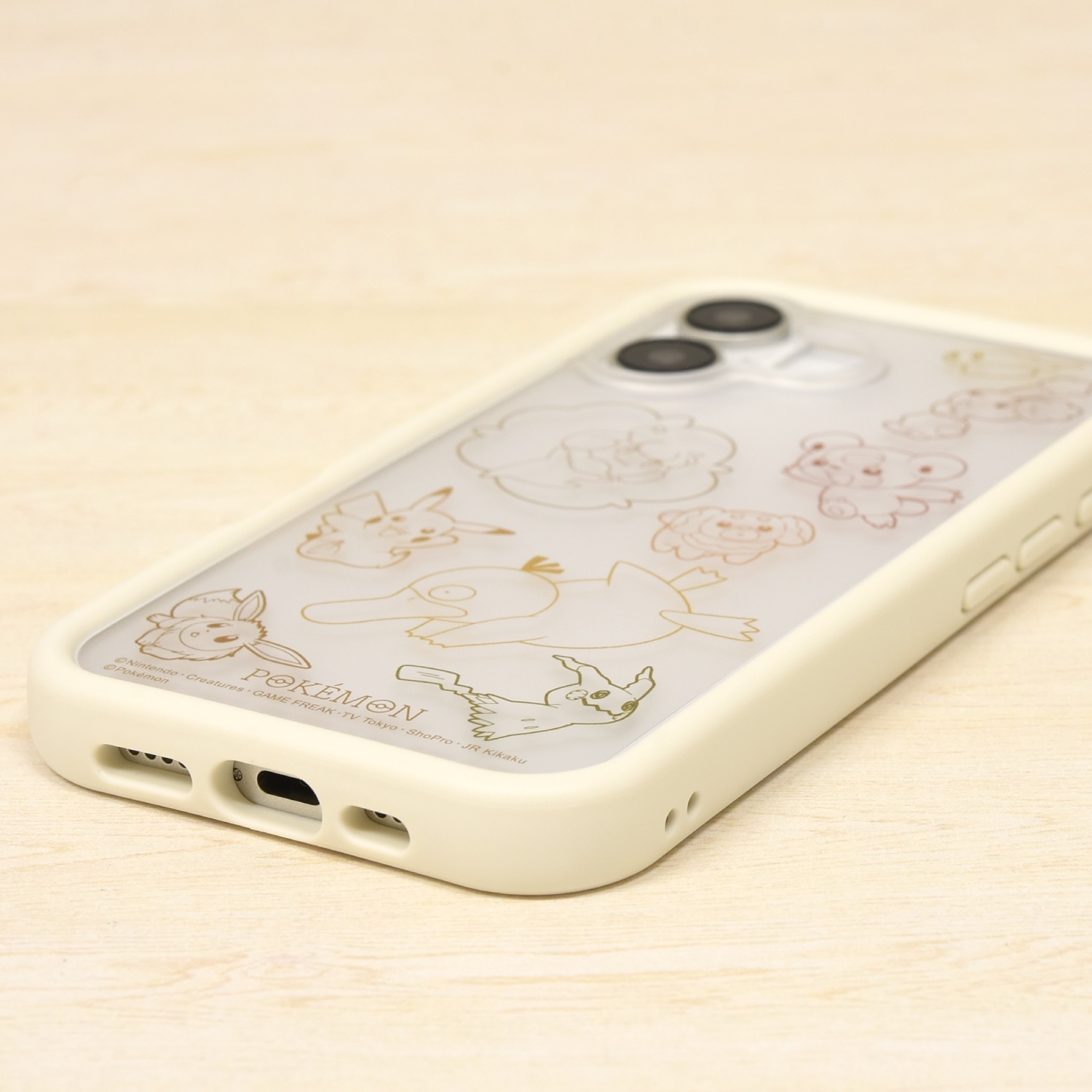 iPhone16対応プランプフレームケース　アイボリー