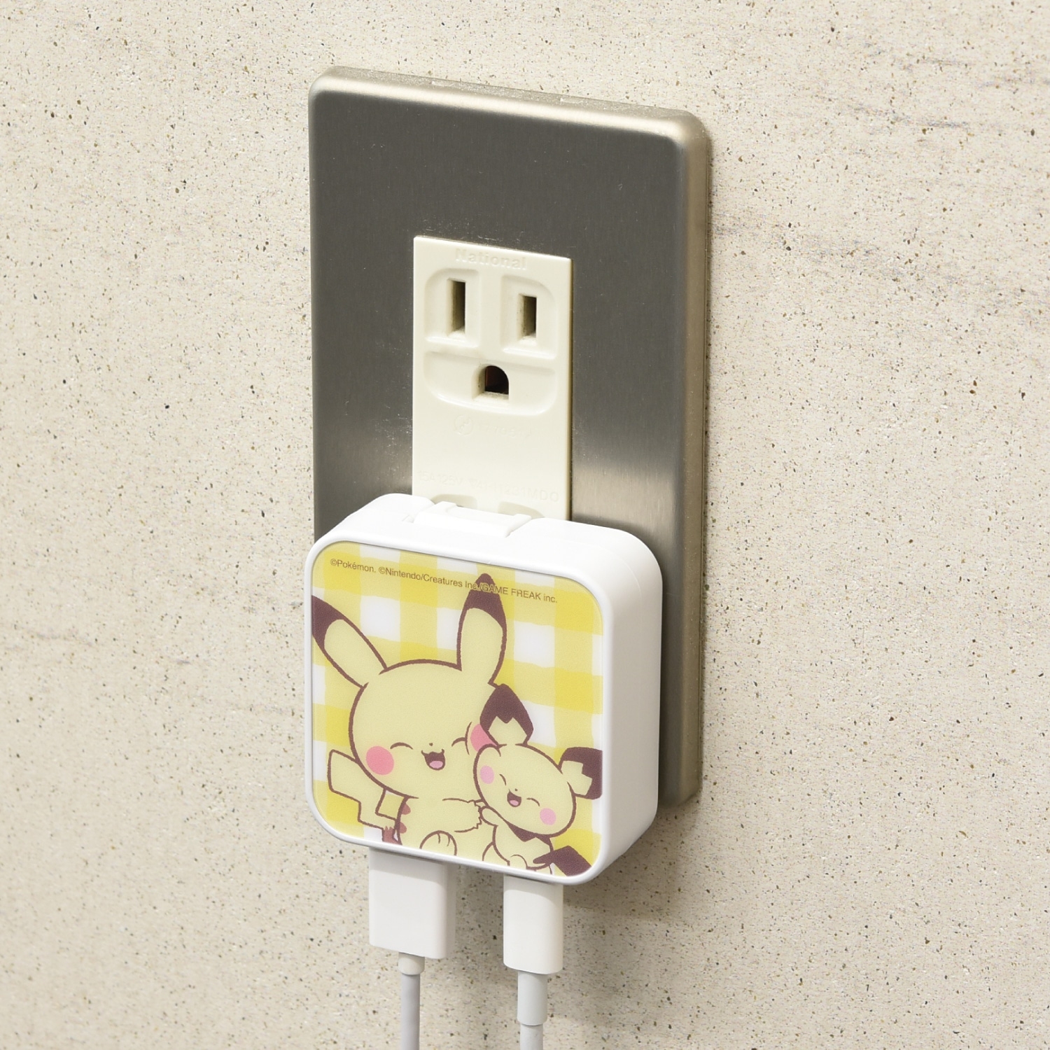 ポケピース　USB/USB Type-C　ACアダプタ　ピカチュウ＆ピチュー