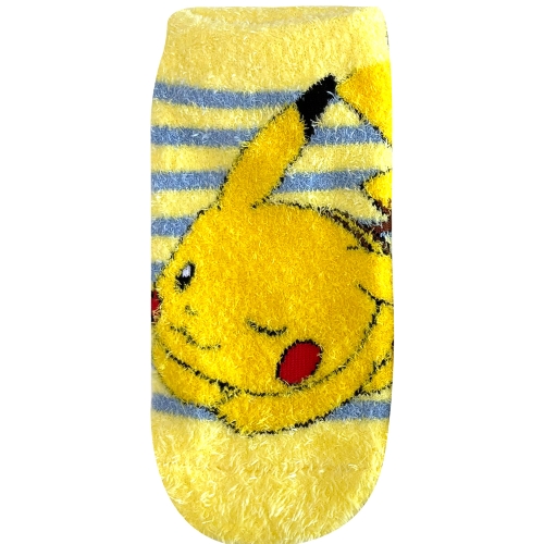 もっこもこ靴下　ピカチュウ　ボーダー　キッズ（13～18cm)