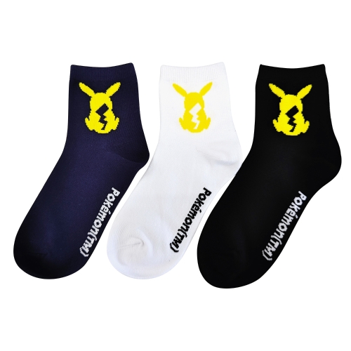 3Pショートソックス　ピカチュウ　シルエット　レディース（23～25cm）