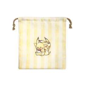 マチ付き巾着「Pikachu number025」おすわり
