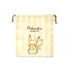 マチ付き巾着「Pikachu number025」おすわり