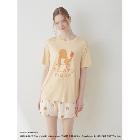 【gelato pique】接触冷感プリントTシャツ&ショートパンツセット オレンジ