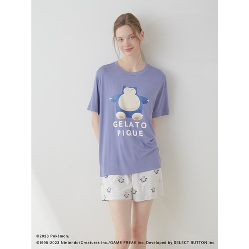 【gelato pique】接触冷感プリントTシャツ＆ショートパンツセット　ネイビー