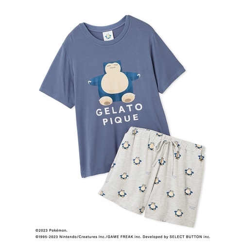 【gelato pique】接触冷感プリントTシャツ＆ショートパンツセット　ネイビー