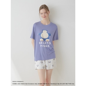 【gelato pique】接触冷感プリントTシャツ＆ショートパンツセット　ネイビー