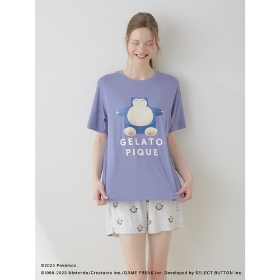 【gelato pique】接触冷感プリントTシャツ＆ショートパンツセット　ネイビー