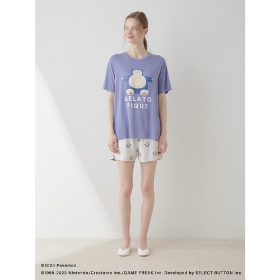 【gelato pique】接触冷感プリントTシャツ＆ショートパンツセット　ネイビー