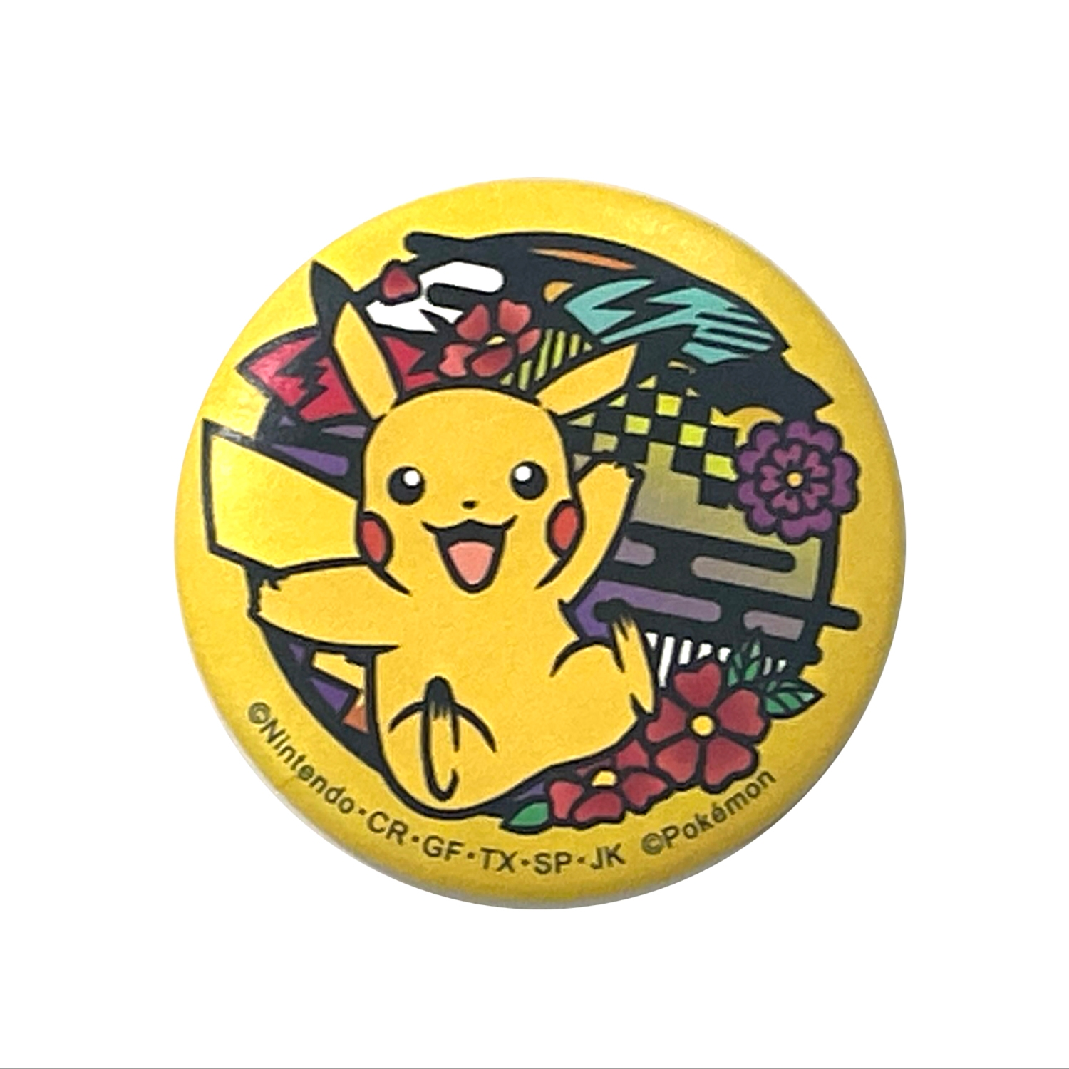 切り絵シリーズ　和紙缶バッジ　ピカチュウ２