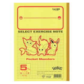 B5セレクト学習帳　5㎜方眼　ピカチュウ＆イーブイ＆シャワーズ＆ブースター＆サンダース