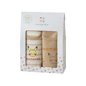 モンポケ　半袖ボディミニ2枚組　ボーダー（70-80）