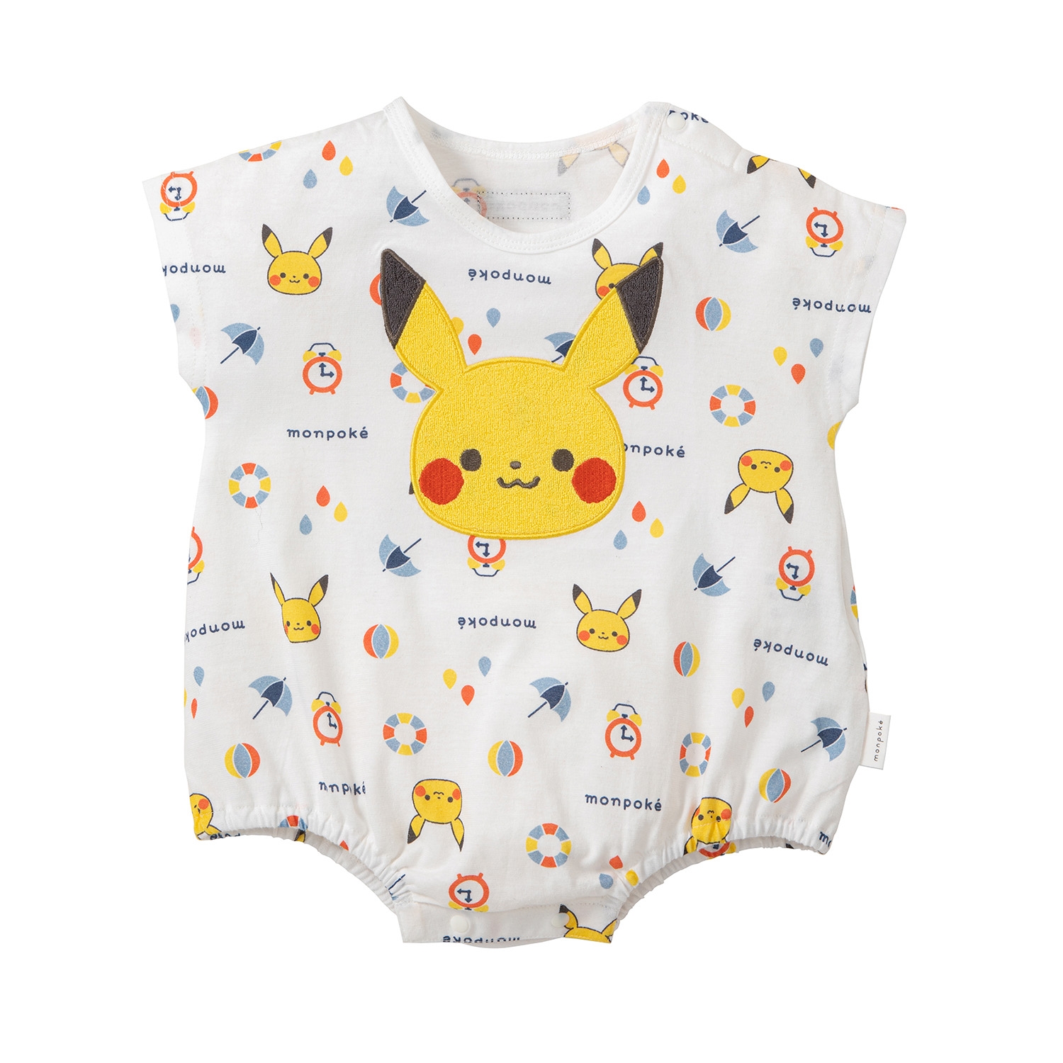 モンポケ　総柄プリント半袖ロンパース