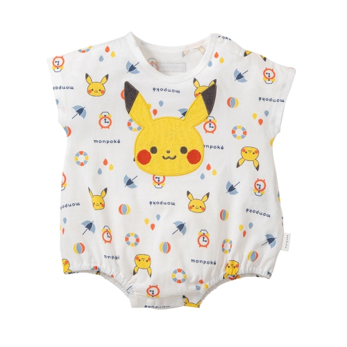 モンポケ　総柄プリント半袖ロンパース
