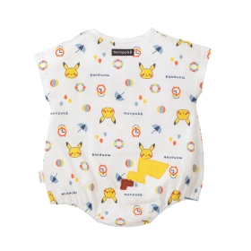 モンポケ　総柄プリント半袖ロンパース