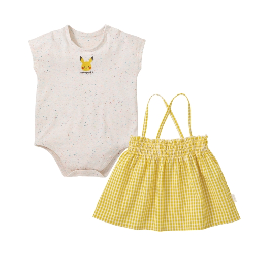 モンポケ　キャミワンピ付き半袖ロンパース