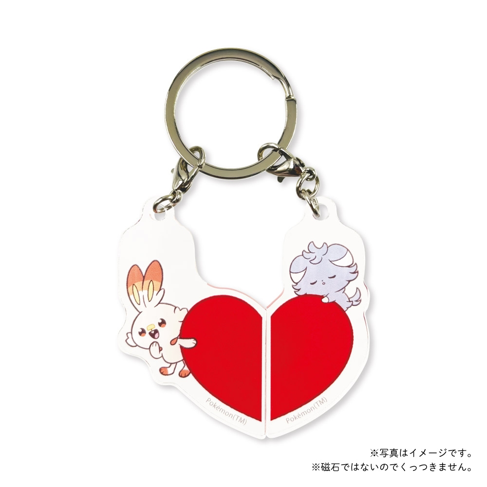 ハート2連アクリルキーホルダー　ヒバニー＆ニャスパー