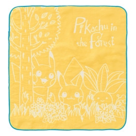 ガーゼハンドタオル Pikachu in the forest イエロー